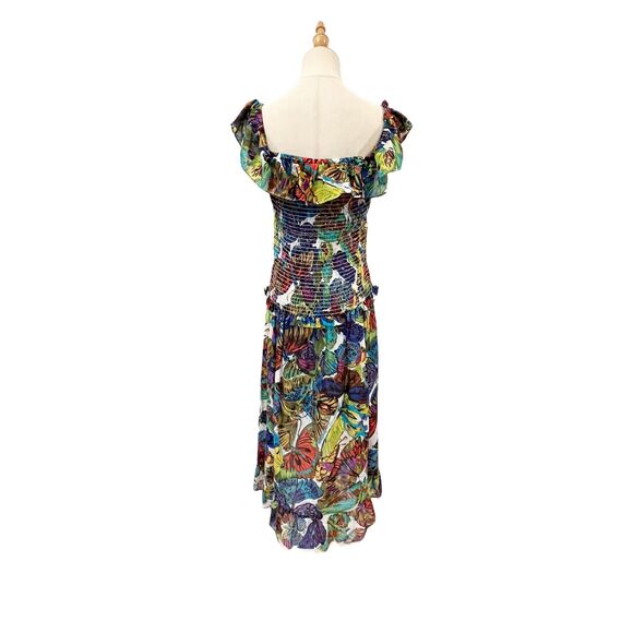 Nanette Lepore Swim Papillion Butterfly Colorful Smocked Dress Cover Up Medium - Picture 2 of 6